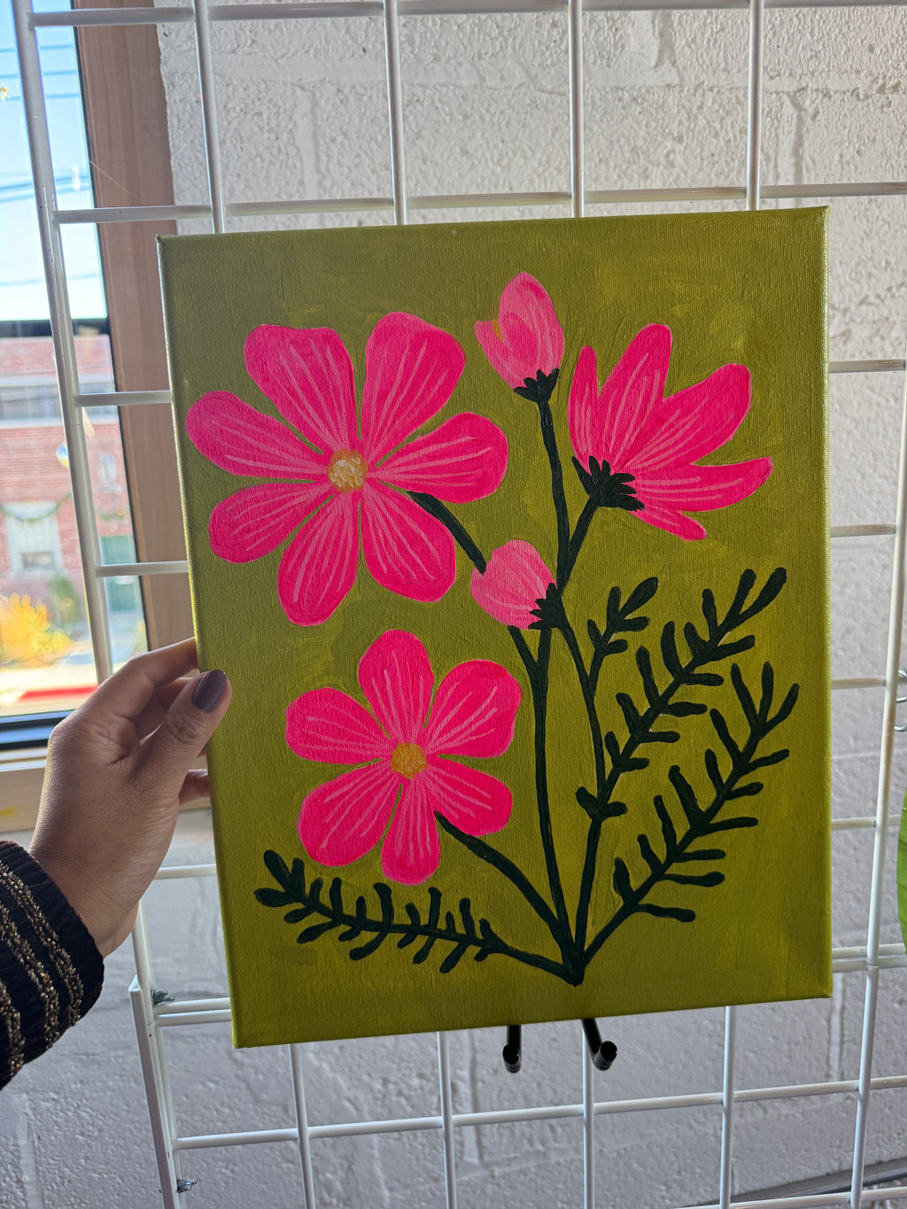 Pink Cosmos Floral Painting