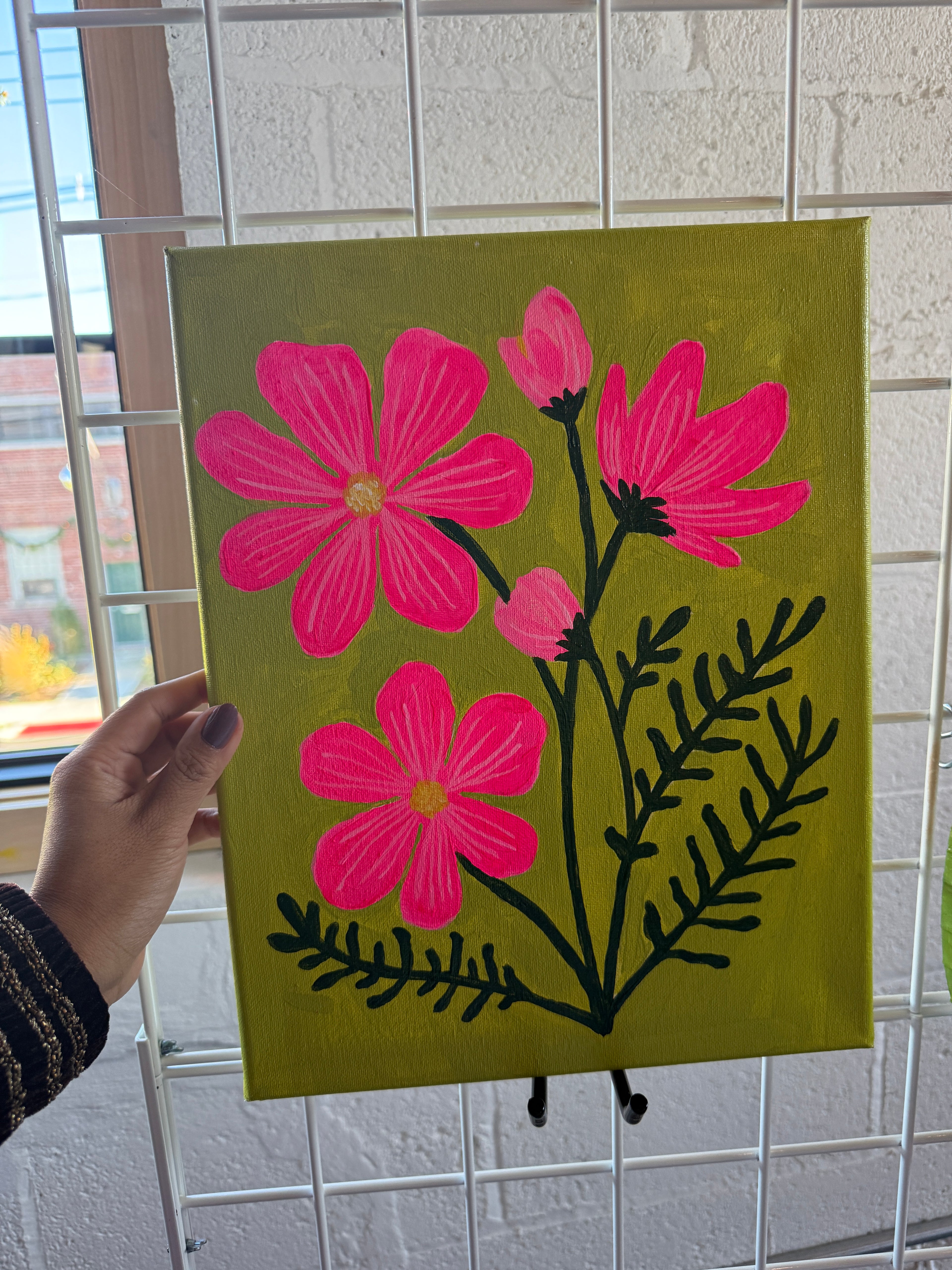 Pink Cosmos Floral Painting