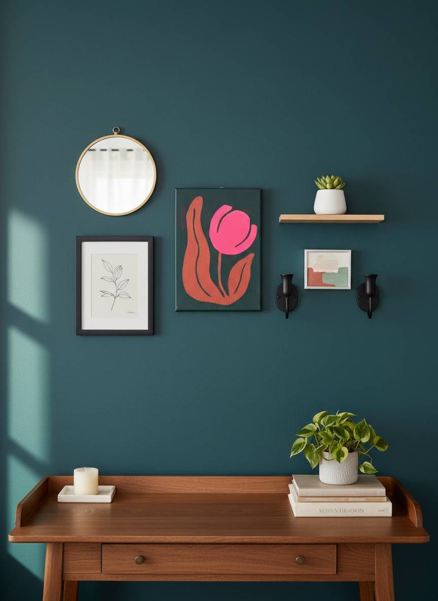 Abstract Pink Tulip with fuller gallery wall