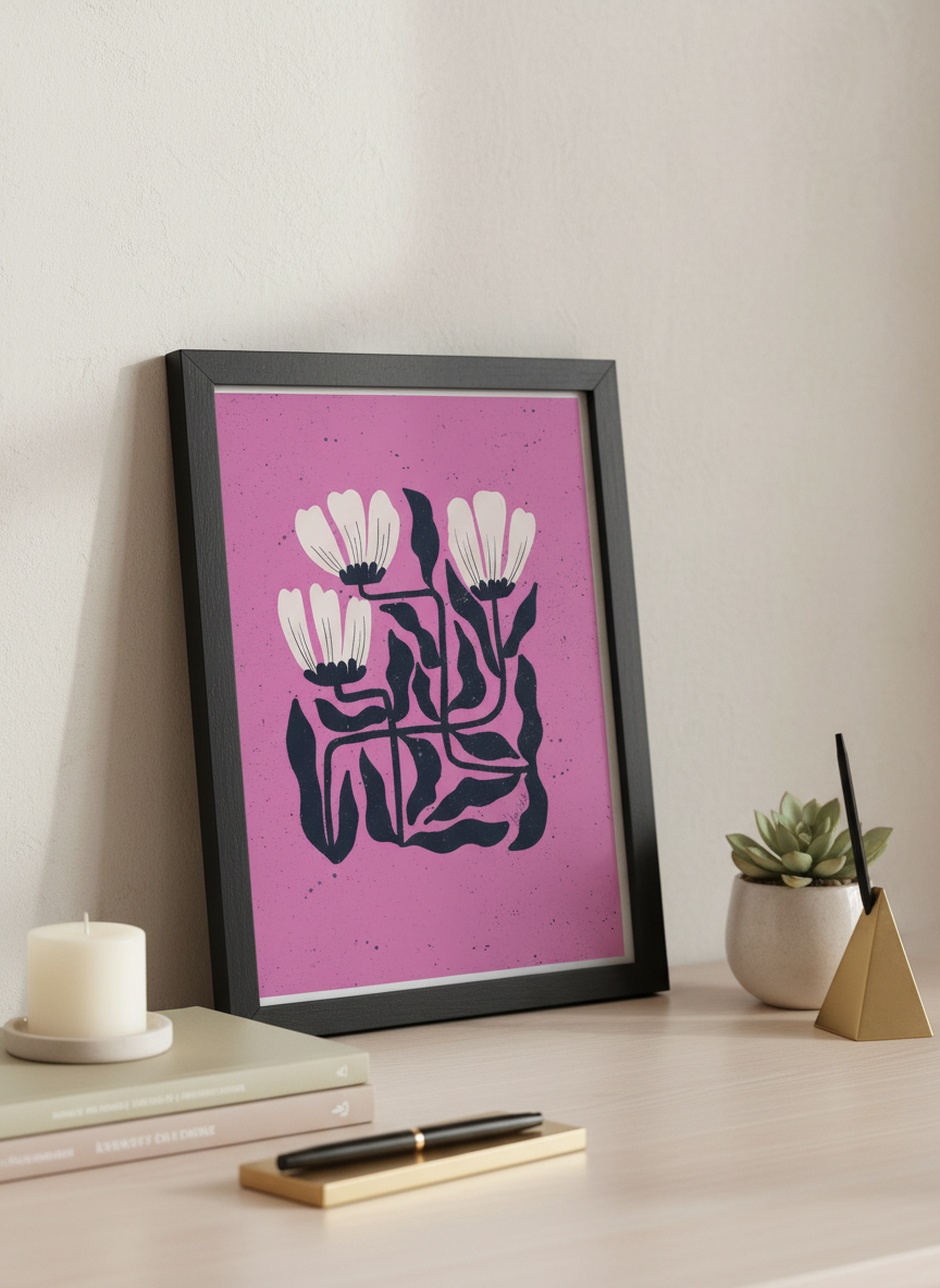 Midnight Bloom Grid Orchid Pink with scale