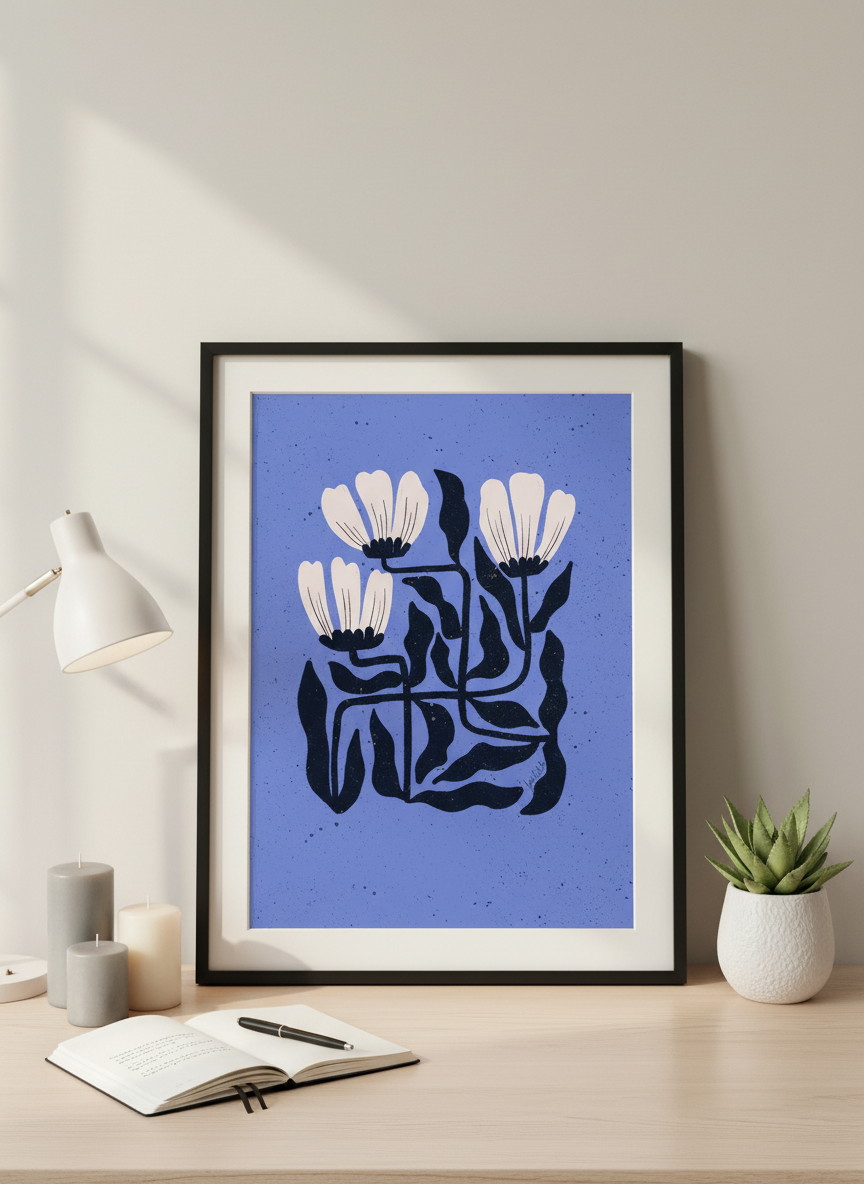 Midnight Bloom Grid Periwinkle with scale