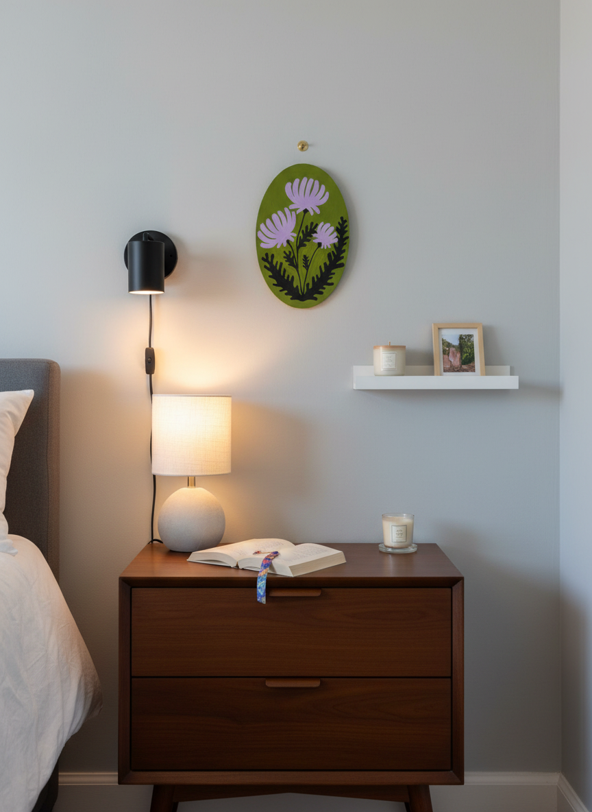 Purple Chrysanthemum with styled wall