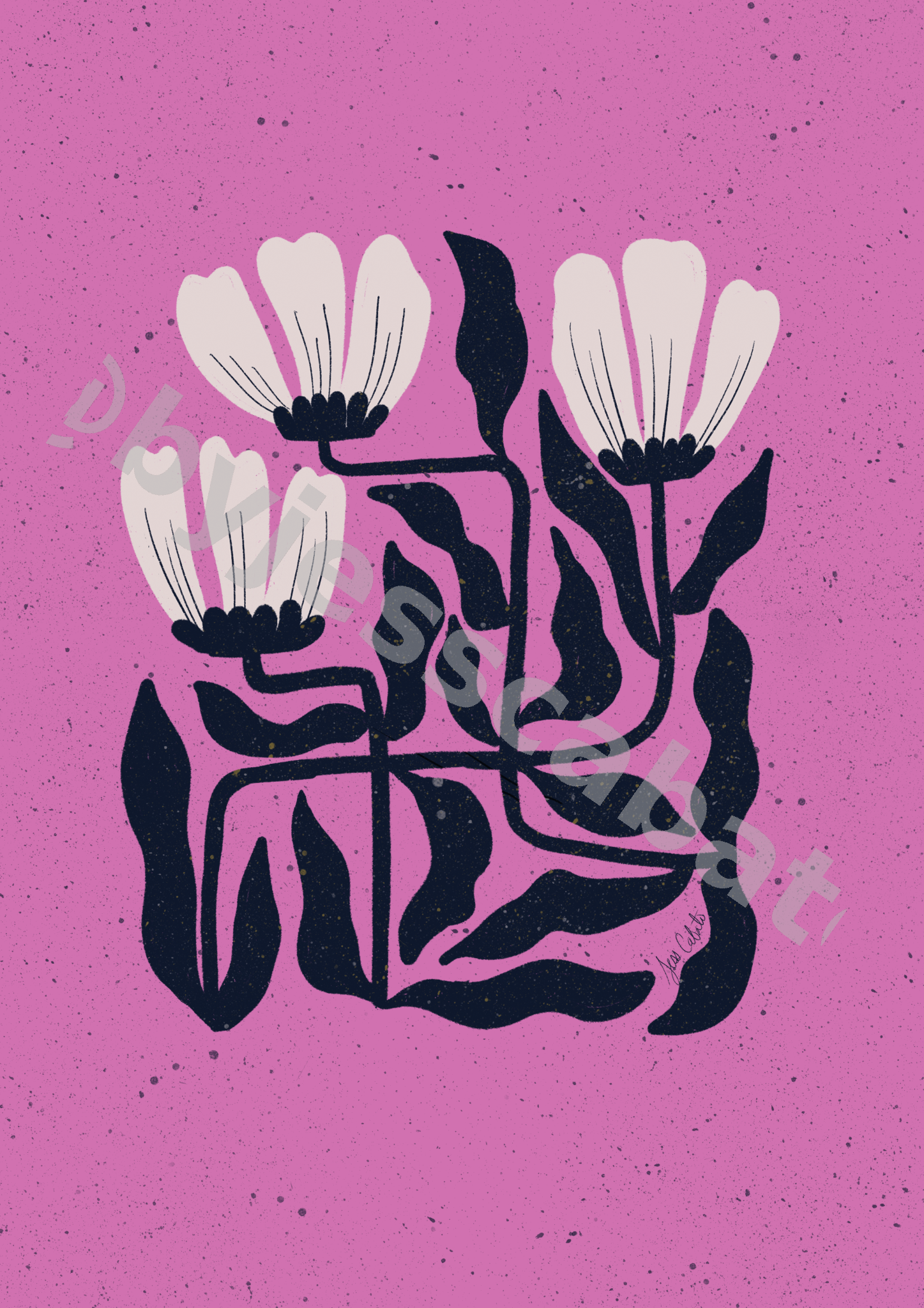 Midnight Bloom Grid – Orchid Pink