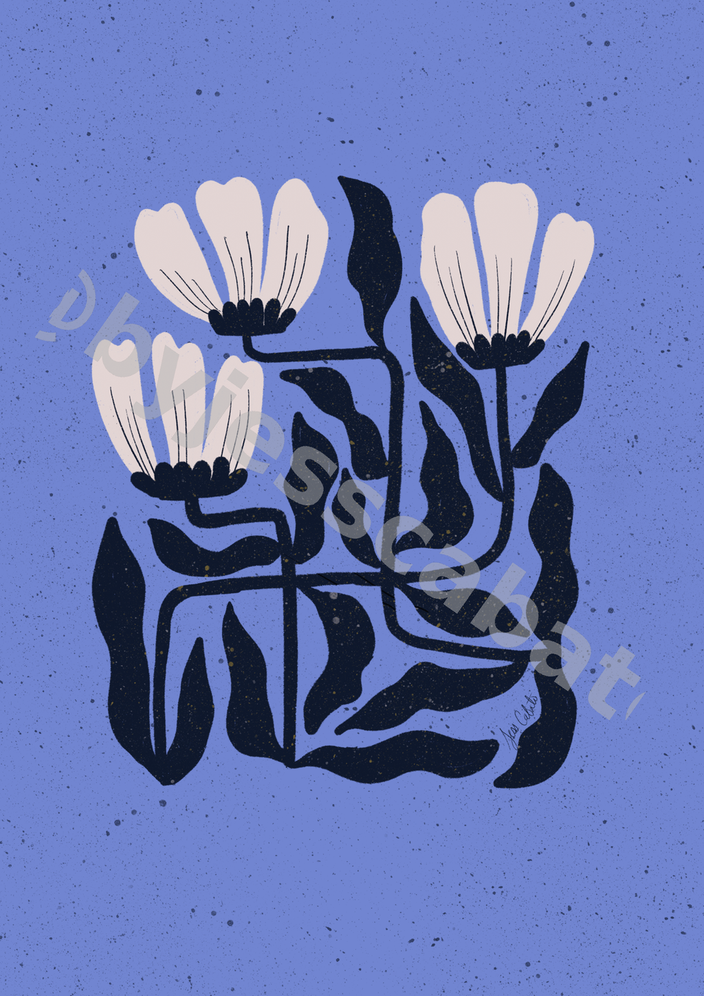 Midnight Bloom Grid – Periwinkle