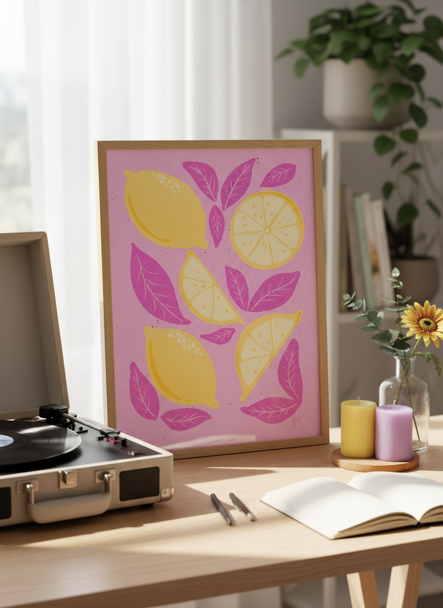 Zesty Lemons & Leaves with scale